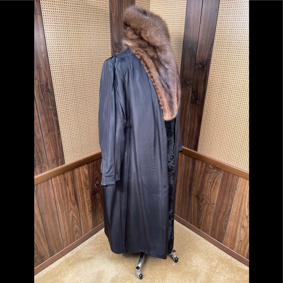 Full Length Somper Furs Russian Broadtail & Russian Sable Fur Coat Small - Picture 8 of 12